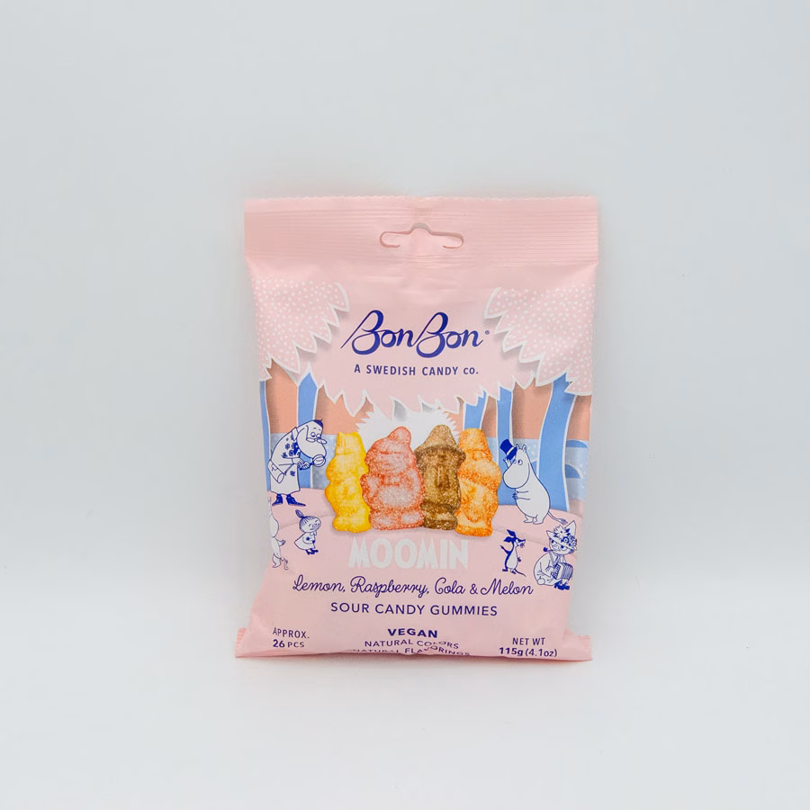 BonBon Moomin lemon, raspberry, Cola & melon sour candy gummies
