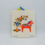 Swedish dishcloth,  red Dala horse with flower branch